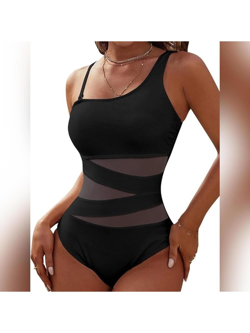 NWT Blooming Jelly One Piece One Shoulder Slimming Mesh Swimsuit, S (2-4)
